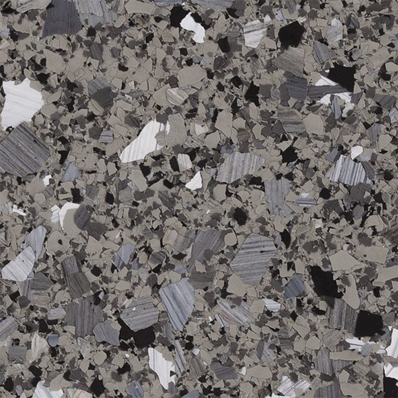 Slate-1 garage floor finish featuring a blend of gray tones and textured flakes, ideal for enhancing garage aesthetics and durability.