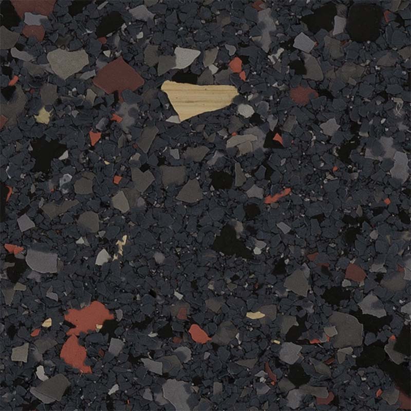 Blacktop garage floor coating featuring a blend of dark tones and textured flakes, suitable for enhancing the aesthetic and durability of garage spaces.